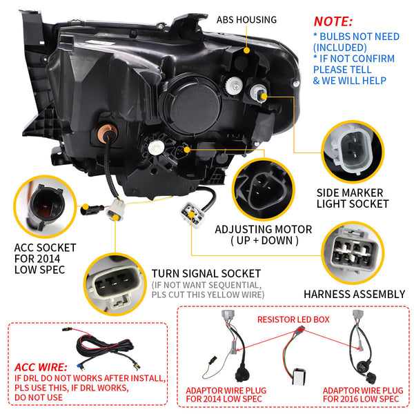 LED Headlights For Toyota Tundra 2014-2021 with Sequential Turn Signals