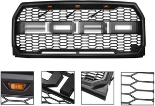 ABS Front Grille for F150 2015-2017 with 3 Amber LED Lights